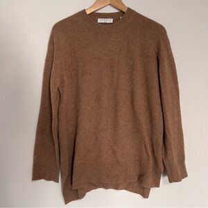 Sandro Tan Brown Camel Hair Oversized Crewneck Sweater Medium